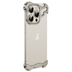Frameless Metal Corner Pad Phone Case with Lens Film, For iPhone 14 Plus, For iPhone 14, For iPhone 14 Pro, For iPhone 14 Pro Max