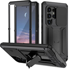 R-JUST Sliding Camera Life Waterproof Holder Phone Case, For Samsung Galaxy S25 Edge 5G, For Samsung Galaxy S25 5G, For Samsung Galaxy S25+ 5G, For Samsung Galaxy S25 Ultra 5G, For Samsung Galaxy S24 Ultra 5G, For Samsung Galaxy S24+ 5G