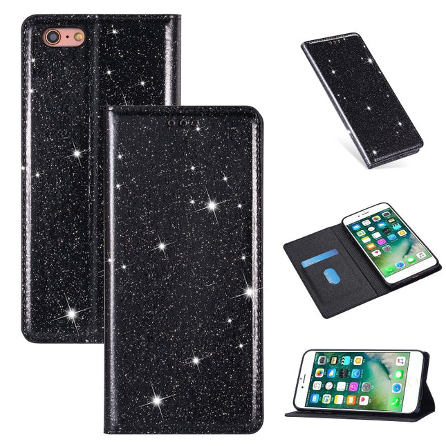 Ultrathin Glitter Magnetic Horizontal Flip Leather Case with Holder & Card Slots, For iPhone 6 Plus, For iPhone 8 / 7, For iPhone 8 Plus / 7 Plus, For iPhone 11