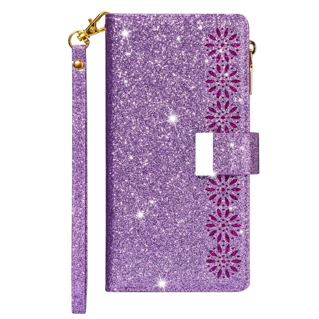Multi-card Slots Starry Sky Laser Carving Glitter Zipper Horizontal Flip Leather Case with Holder & Wallet & Lanyard, For iPhone 11 Pro Max, For iPhone 11 Pro, For iPhone 11, For iPhone XS Max