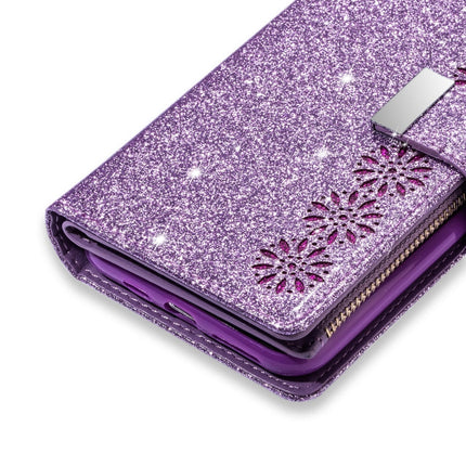 Multi-card Slots Starry Sky Laser Carving Glitter Zipper Horizontal Flip Leather Case with Holder & Wallet & Lanyard, For iPhone 6 Plus / 6s Plus
