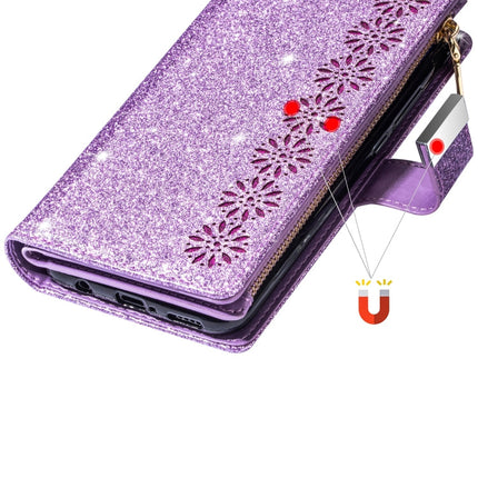 Multi-card Slots Starry Sky Laser Carving Glitter Zipper Horizontal Flip Leather Case with Holder & Wallet & Lanyard, For iPhone 6 Plus / 6s Plus
