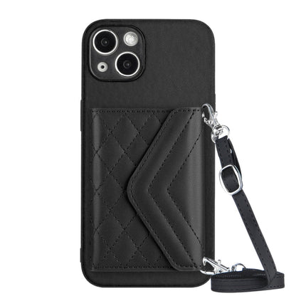 Rhombic Texture Card Bag RFID Phone Case with Long Lanyard, For iPhone SE 2022 / SE 2020, For iPhone 13 Pro Max, For iPhone 13 Pro, For iPhone 13