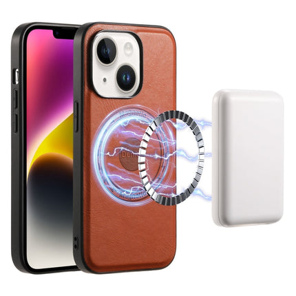 Denior Cowhide Texture Leather MagSafe Phone Case