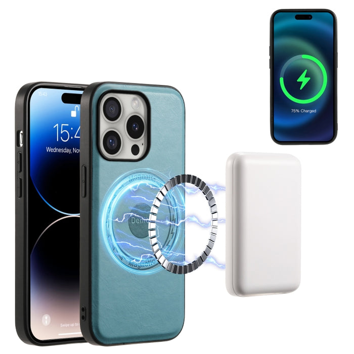 Denior Cowhide Texture Leather MagSafe Phone Case, For iPhone 16 Pro Max, For iPhone 16 Pro, For iPhone 16 Plus, For iPhone 16, For iPhone 15 Pro Max, For iPhone 15 Pro