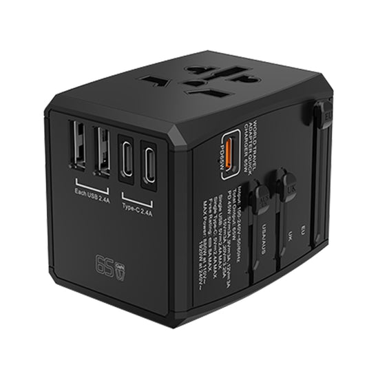 HHT905 PD 65W Dual USB+Dual Type-C Interface Multi-function Universal Travel Conversion Plug, 65W