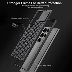 R-JUST RJ58 Aromatherapy Metal Cooling Phone Case, For Samsung Galaxy S24 Ultra 5G, For Samsung Galaxy S24+ 5G, For Samsung Galaxy S24 5G, For Samsung Galaxy S23 Ultra 5G, For Samsung Galaxy S22 Ultra 5G