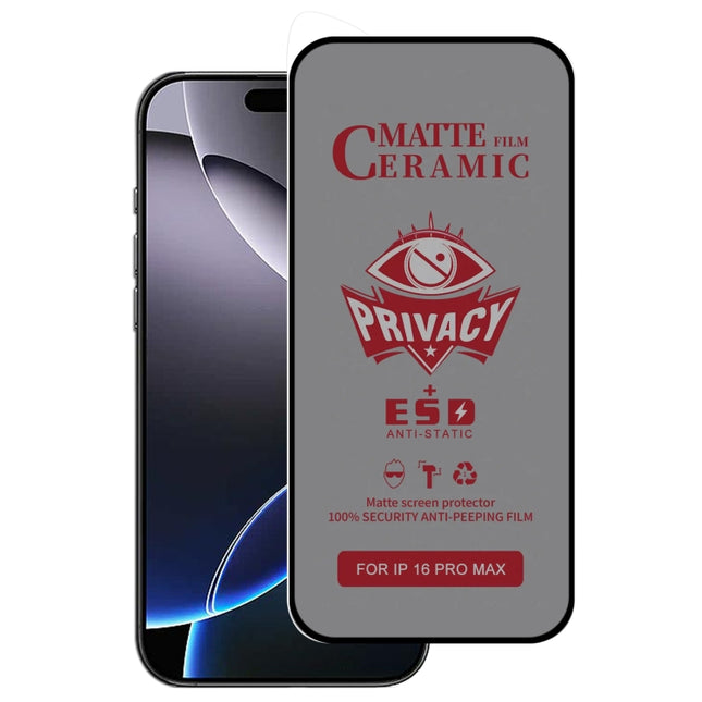 Full Coverage Frosted Privacy Ceramic Film, For iPhone 17e / 16e / 14 / 13 Pro / 13, For iPhone 17 Pro Max, For iPhone 17 Pro, For iPhone 17, For iPhone Air, For iPhone 16 Pro Max, For iPhone 16 Pro, For iPhone 16 Plus, For iPhone 16                   ...