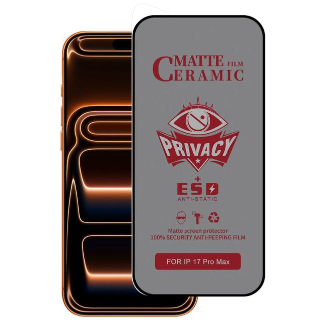 Full Coverage Frosted Privacy Ceramic Film, For iPhone 17e / 16e / 14 / 13 Pro / 13, For iPhone 17 Pro Max, For iPhone 17 Pro, For iPhone 17, For iPhone Air, For iPhone 16 Pro Max, For iPhone 16 Pro, For iPhone 16 Plus, For iPhone 16                   ...
