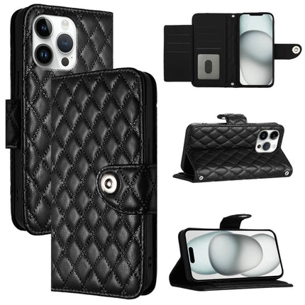 Rhombic Texture Flip Leather Phone Case with Lanyard, For iPhone SE 2024, For iPhone 16 Pro Max, For iPhone 16 Pro, For iPhone 16 Plus