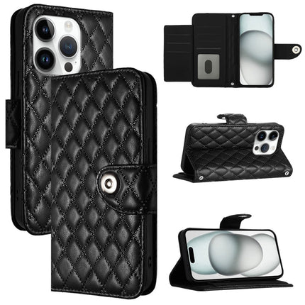 Rhombic Texture Flip Leather Phone Case with Lanyard, For iPhone SE 2024, For iPhone 16 Pro Max, For iPhone 16 Pro, For iPhone 16 Plus