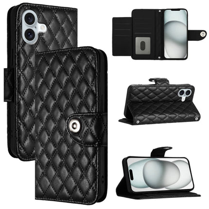 Rhombic Texture Flip Leather Phone Case with Lanyard, For iPhone SE 2024, For iPhone 16 Pro Max, For iPhone 16 Pro, For iPhone 16 Plus