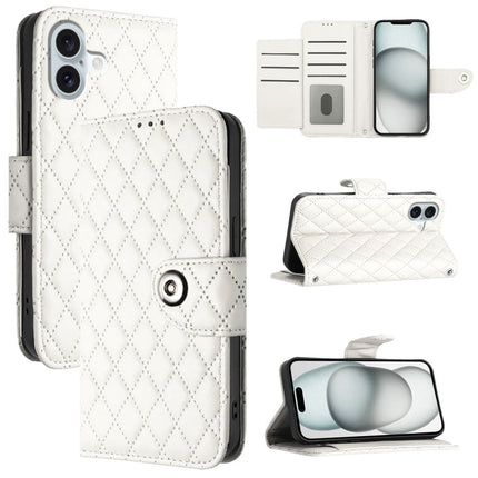 Rhombic Texture Flip Leather Phone Case with Lanyard, For iPhone SE 2024, For iPhone 16 Pro Max, For iPhone 16 Pro, For iPhone 16 Plus
