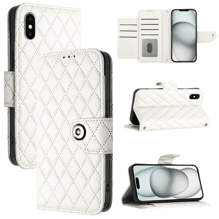 Rhombic Texture Flip Leather Phone Case with Lanyard, For iPhone 11, For iPhone 11 Pro, For iPhone XS / X, For iPhone XR