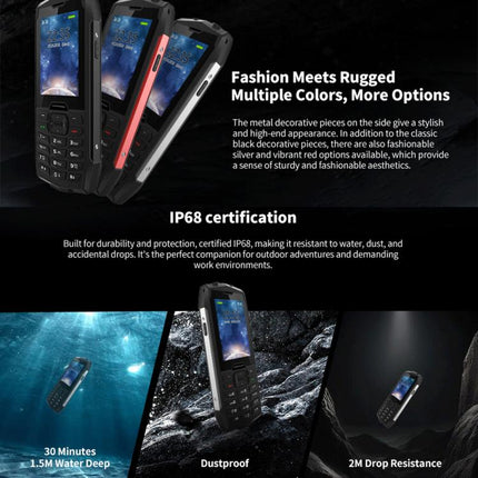 HAMTOD H3 Rugged Phone, 2.8 inch T107 ARM CortexTM A7 Quad-core 1.0GHz, Network: 4G, VoLTE, BT, SOS