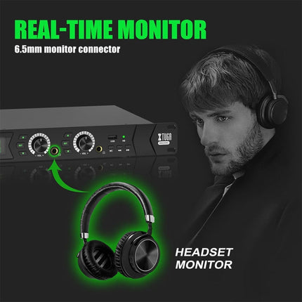 XTUGA RW2090 Professional Stage Wireless 2 Channel In Ear Monitoring System 2 in 1