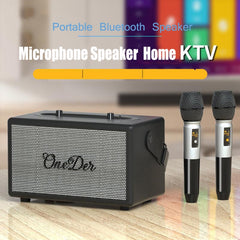 Oneder D7 Bluetooth Speaker Outdoor Karaoke Wireless Speakers With Two Mic