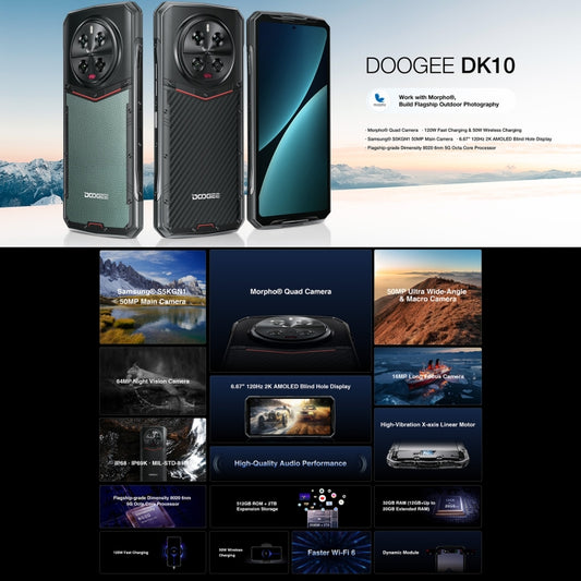 DOOGEE DK10 5G, Quad Cameras, Side Fingerprint, 6.67 inch Android 13 Dimensity 8020 Octa Core 2.6GHz, Network: 5G, OTG, NFC, Support Google Pay, 12GB+512GB