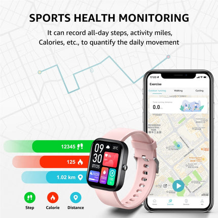 GTS5 2.0 inch Fitness Health Smart Watch, BT Call / Heart Rate / Blood Pressure / MET / Blood Glucose