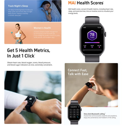 GTS7 2.0 inch Fitness Health Smart Watch, BT Call / Heart Rate / Blood Pressure / MET