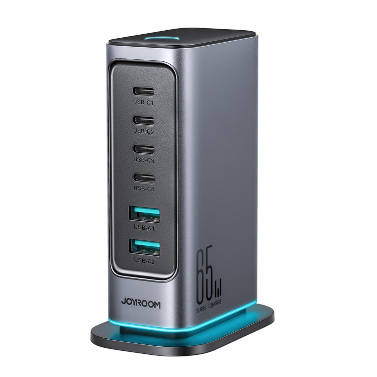 JOYROOM JR-TCM02 6 in 1 65W GaN 4 USB-C & 2 USB-A Multi-port Charger, EU Plug, UK Plug