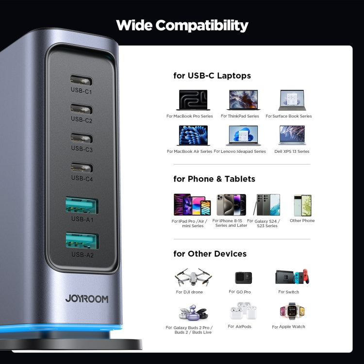 JOYROOM JR-TCM02 6 in 1 65W GaN 4 USB-C & 2 USB-A Multi-port Charger