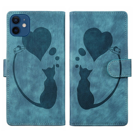 Pen Heart Cat Embossed Leather Phone Case, For iPhone 12 mini, For iPhone 11 Pro Max, For iPhone 11, For iPhone 11 Pro