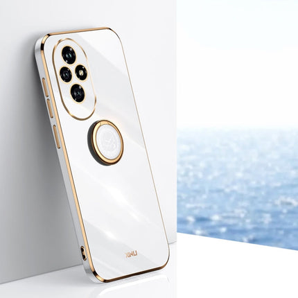 XINLI Straight 6D Plating Gold Edge TPU Shockproof Case with Ring Holder, For Honor Play 60 Plus, For Honor X6b, For Honor 200