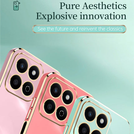 XINLI Straight 6D Plating Gold Edge TPU Shockproof Case with Ring Holder, For Honor Play 60 Plus, For Honor X6b, For Honor 200