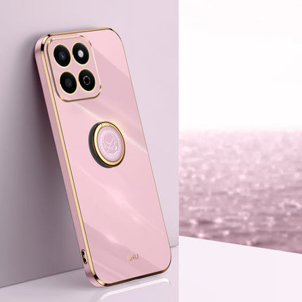 XINLI Straight 6D Plating Gold Edge TPU Shockproof Case with Ring Holder, For Honor Play 60 Plus, For Honor X6b, For Honor 200
