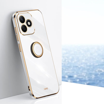 XINLI Straight 6D Plating Gold Edge TPU Shockproof Case with Ring Holder, For Honor X60, For Honor Play9T 5G, For Honor X60i