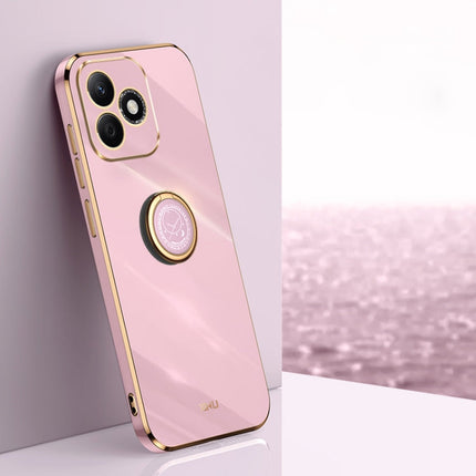 XINLI Straight 6D Plating Gold Edge TPU Shockproof Case with Ring Holder, For Honor X60, For Honor Play9T 5G, For Honor X60i