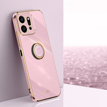 XINLI Straight 6D Plating Gold Edge TPU Shockproof Case with Ring Holder, For Honor X60, For Honor Play9T 5G, For Honor X60i