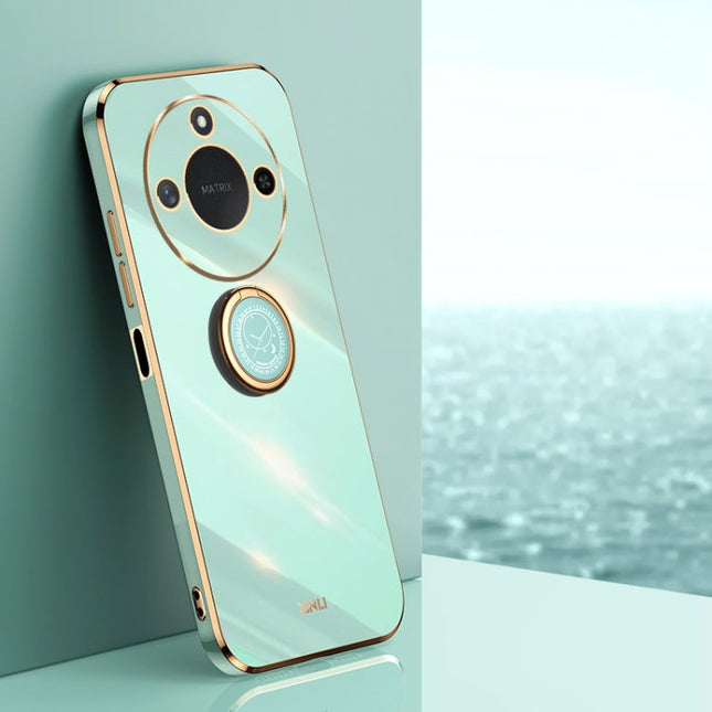 XINLI Straight 6D Plating Gold Edge TPU Shockproof Case with Ring Holder, For Honor X60, For Honor Play9T 5G, For Honor X60i