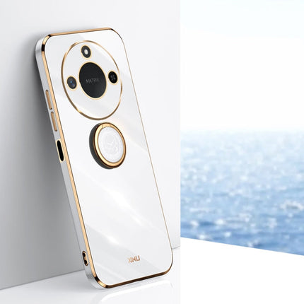 XINLI Straight 6D Plating Gold Edge TPU Shockproof Case with Ring Holder, For Honor X60, For Honor Play9T 5G, For Honor X60i