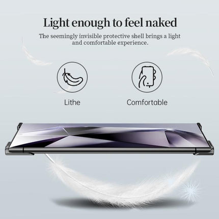 Frameless Metal Corner Pad Phone Case with Lens Film, For Samsung Galaxy S25 Ultra 5G, For Samsung Galaxy S24 Ultra 5G, For Samsung Galaxy S23 Ultra 5G