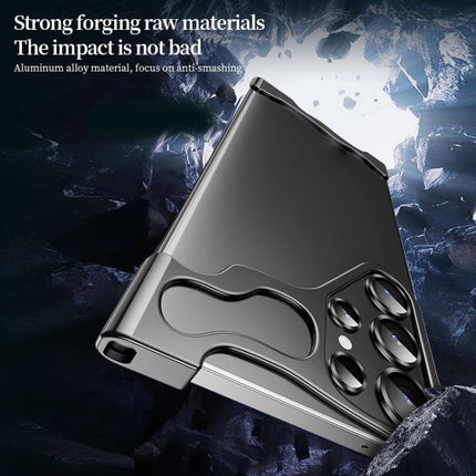 Frameless Metal Corner Pad Phone Case with Lens Film, For Samsung Galaxy S25 Ultra 5G, For Samsung Galaxy S24 Ultra 5G, For Samsung Galaxy S23 Ultra 5G