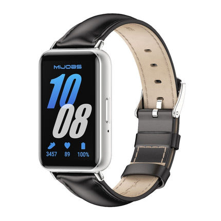 Mijobs Dual-sided Genuine Leather Watch Band, For Samsung Galaxy Fit 3
