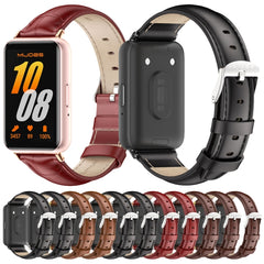 Mijobs Dual-sided Genuine Leather Watch Band, For Samsung Galaxy Fit 3