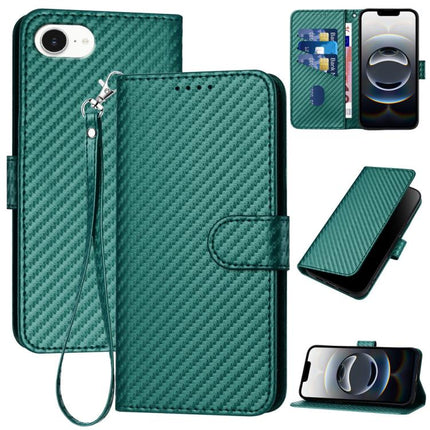 YX0070 Carbon Fiber Buckle Leather Phone Case with Lanyard, For iPhone 17e / 16e, For iPhone 17 Pro Max, For iPhone 17 Pro