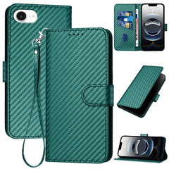 YX0070 Carbon Fiber Buckle Leather Phone Case with Lanyard