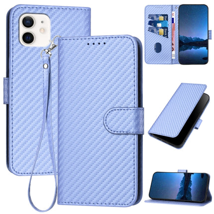 YX0070 Carbon Fiber Buckle Leather Phone Case with Lanyard, For iPhone 13 mini, For iPhone 12 / 12 Pro, For iPhone 12 Pro Max