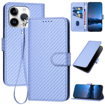 YX0070 Carbon Fiber Buckle Leather Phone Case with Lanyard, For iPhone 16 Pro, For iPhone 16 Plus, For iPhone 16