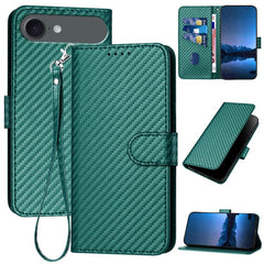 YX0070 Carbon Fiber Buckle Leather Phone Case with Lanyard