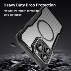 Carbon Fiber Texture MagSafe Translucent Phone Case, For iPhone 12, For iPhone 12 Pro Max, For iPhone 12 Pro, For iPhone 11 Pro Max, For iPhone 11, For iPhone 11 Pro