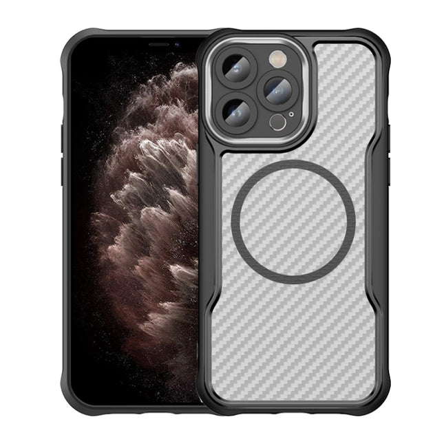 Carbon Fiber Texture MagSafe Translucent Phone Case, For iPhone 11 Pro