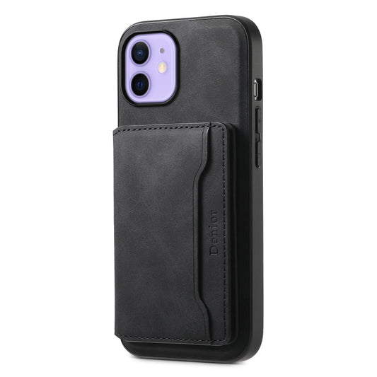 Denior D13 Retro Texture Leather MagSafe Card Bag Phone Case