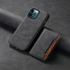 Denior D13 Retro Texture Leather MagSafe Card Bag Phone Case