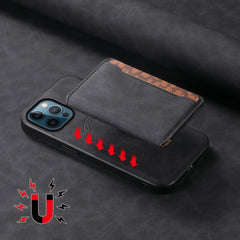 Denior D13 Retro Texture Leather MagSafe Card Bag Phone Case