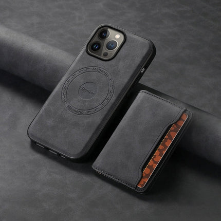 Denior D13 Retro Texture Leather MagSafe Card Bag Phone Case, For iPhone 13 Pro Max, For iPhone 13 Pro, For iPhone 12, For iPhone 12 Pro Max, For iPhone 12 Pro